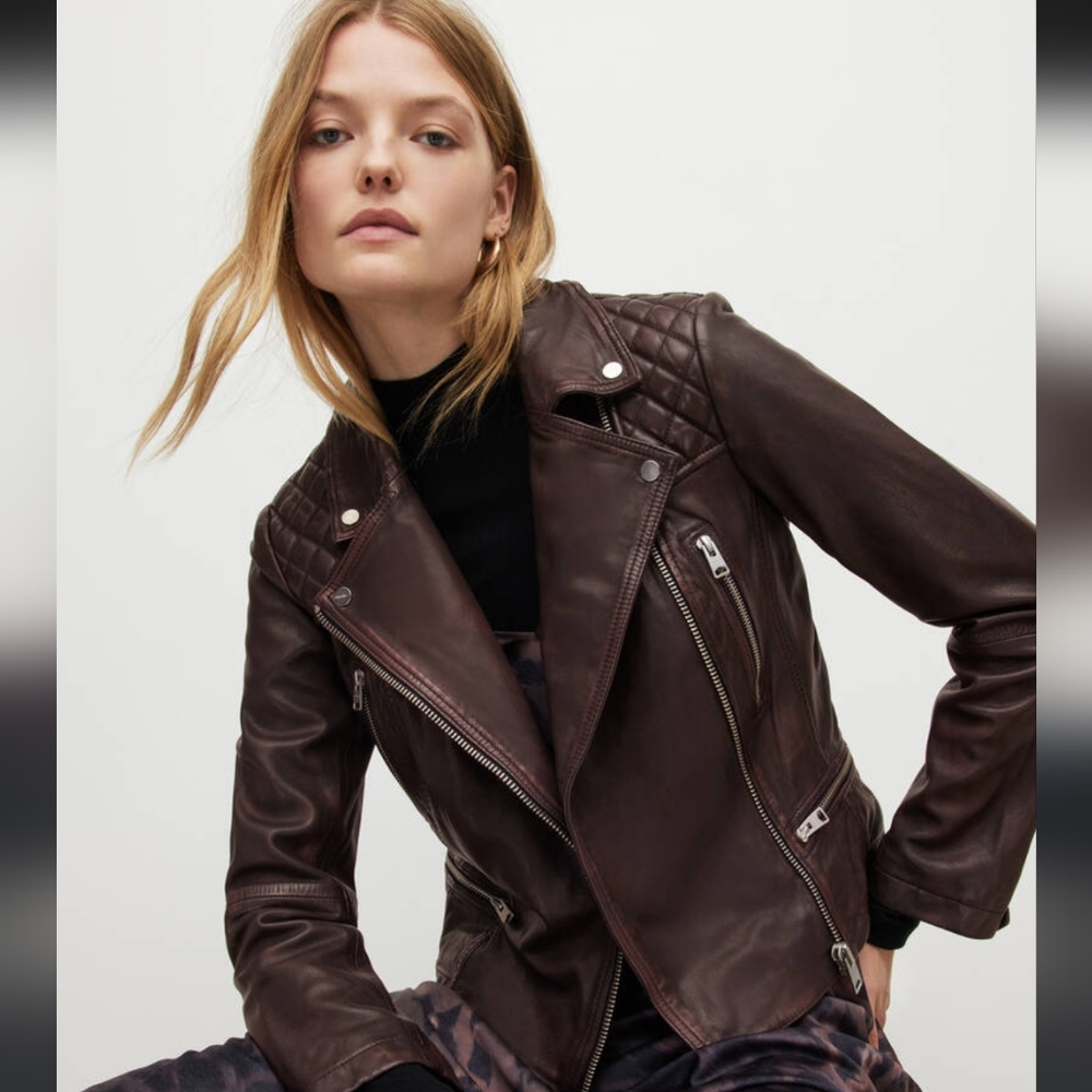All Saints Bleeker Biker black leather jacket